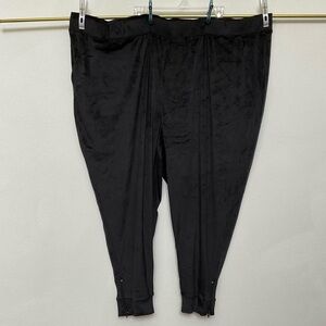 Any Body Black Velour Zip Ankle Jogger Pull On Pants Size 5X Lounge Comfort